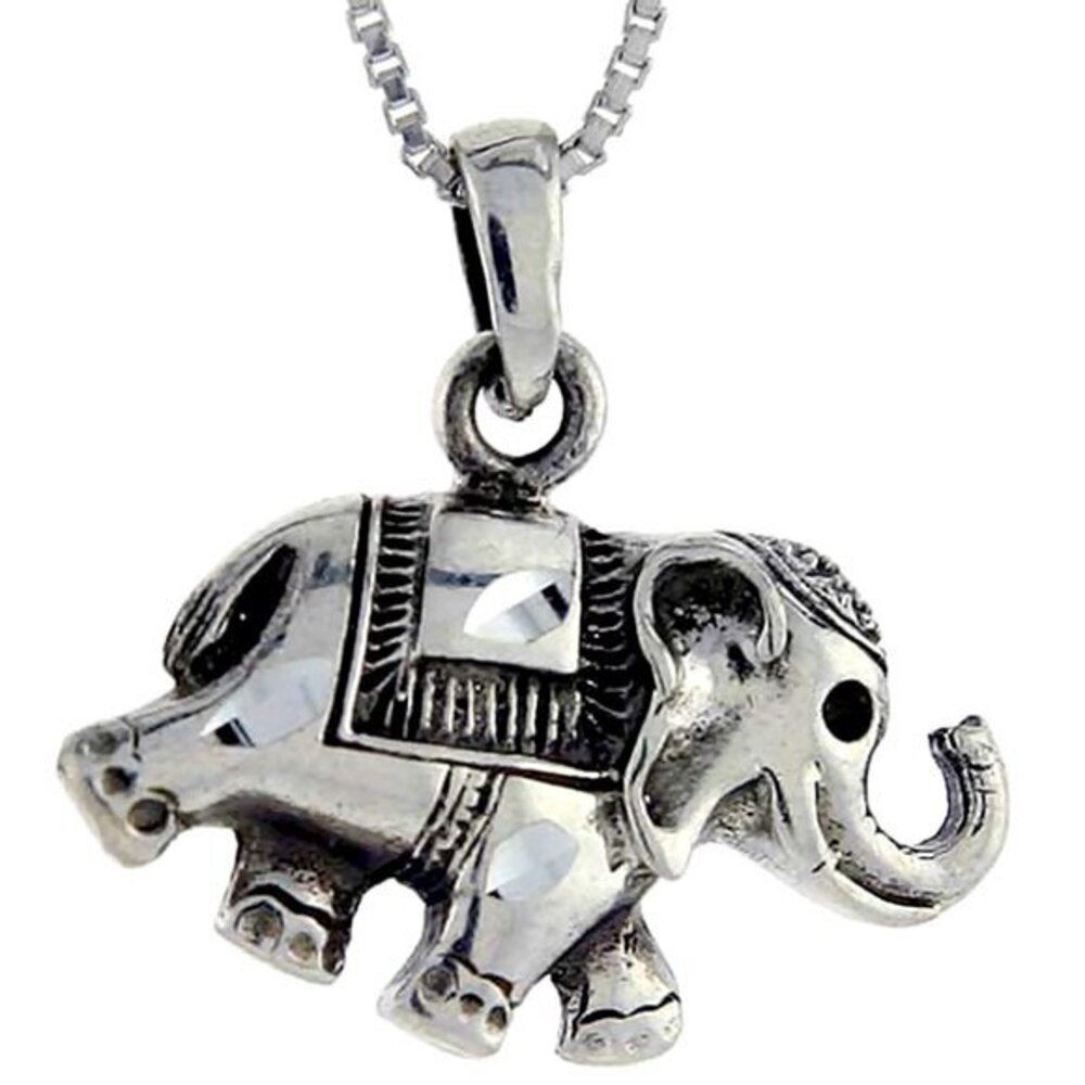 Sterling Silver Circus Elephant Pendant, 1 1/16"